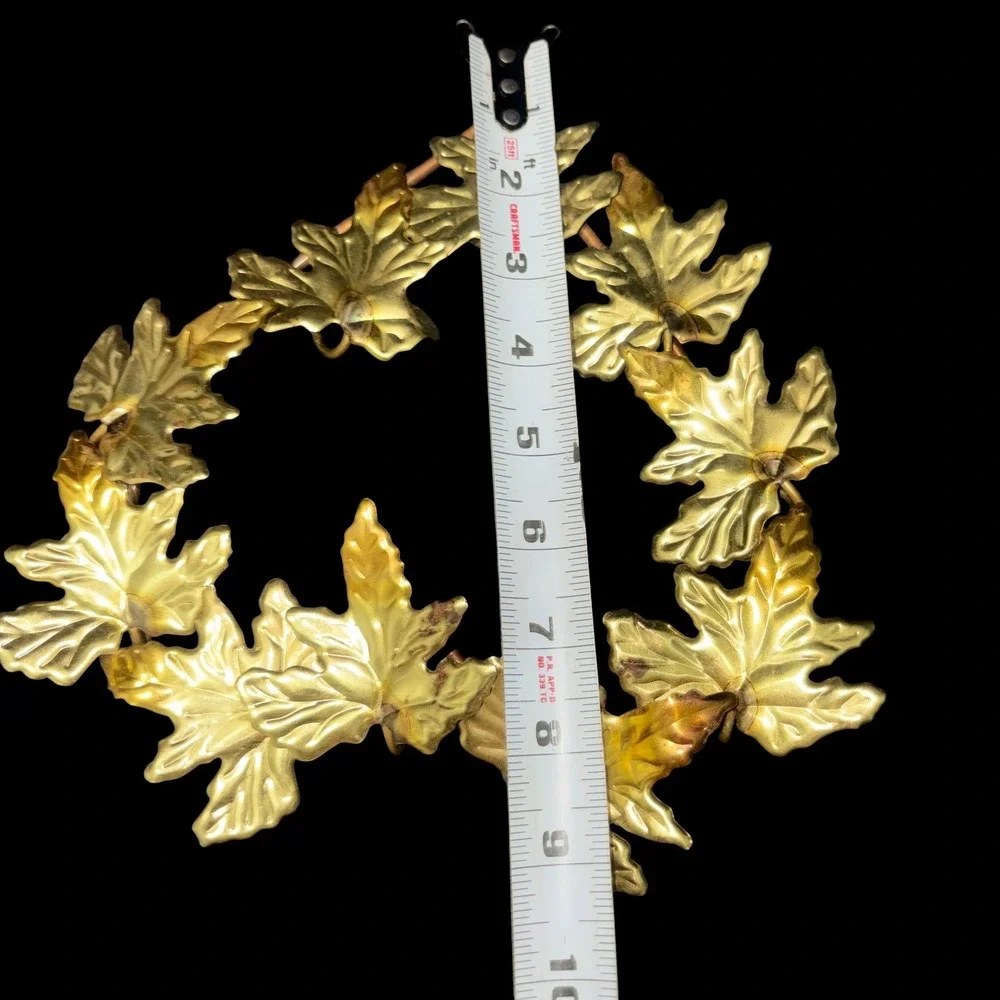 Vtg Homco Brass Ivy Leaf Heart Wreath Wall Plaque Hanging